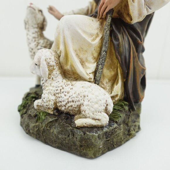 Jesus As The Good Shepherd With Two Sheep At His Feet - Picture 13 of 15